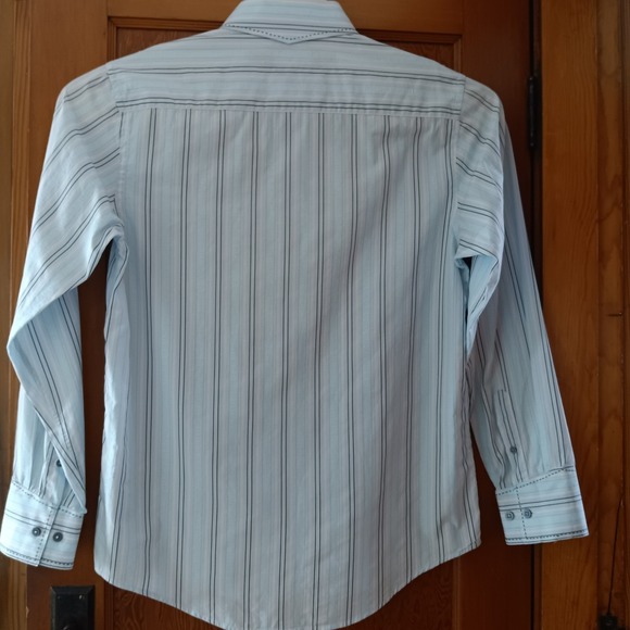 7 Diamonds Mens XL Long Sleeve Button Down Blue White Striped Cotton Shirt - Picture 4 of 13
